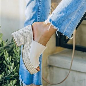 Vici Leather platform espadrille mule